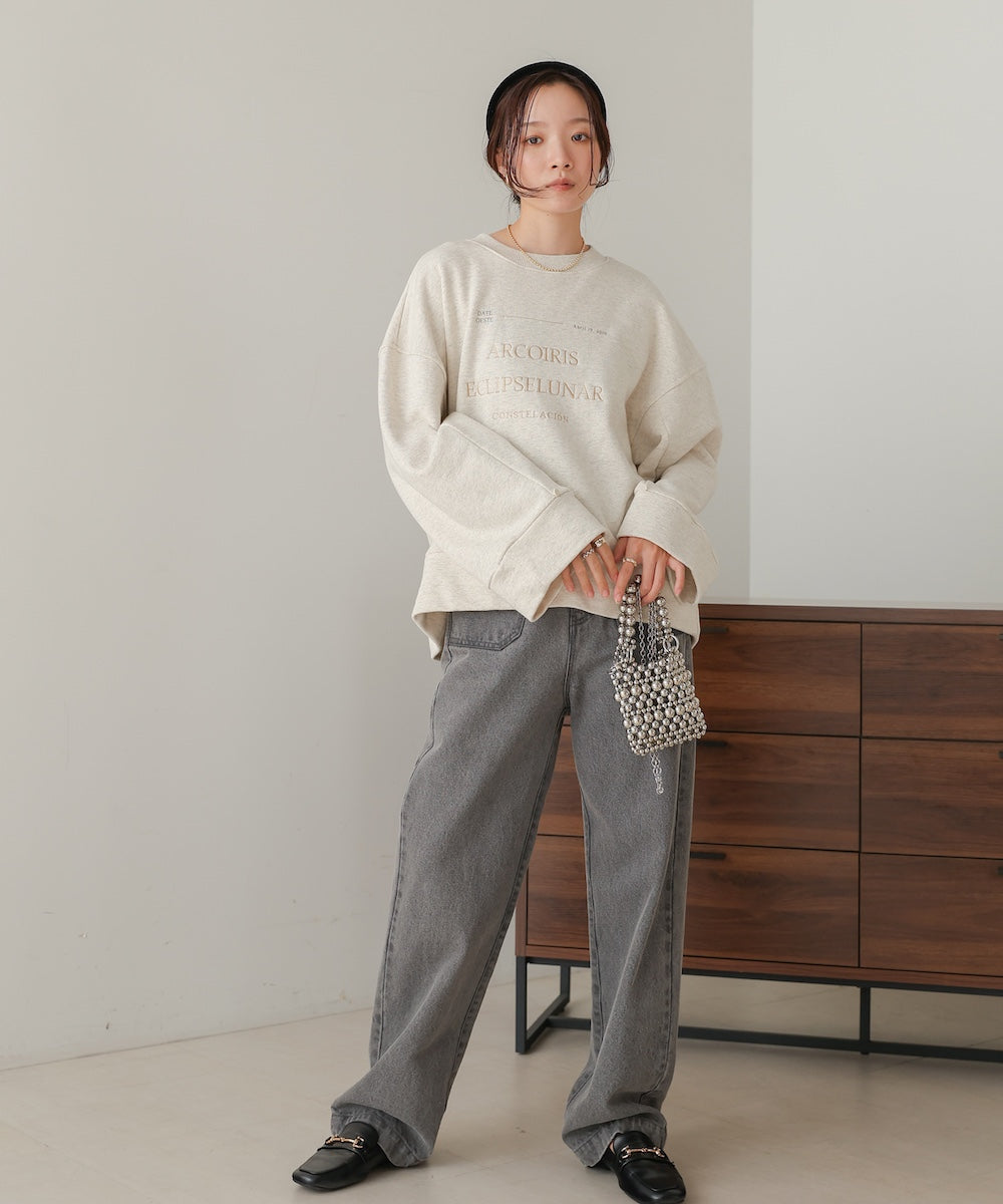 logo embroidery volume sweat tops