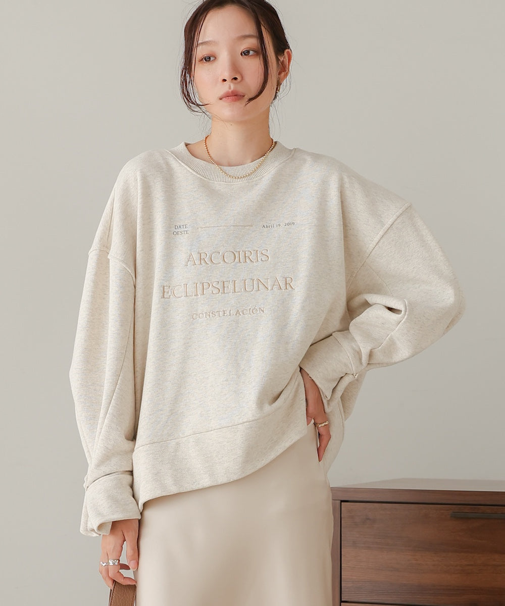 logo embroidery volume sweat tops