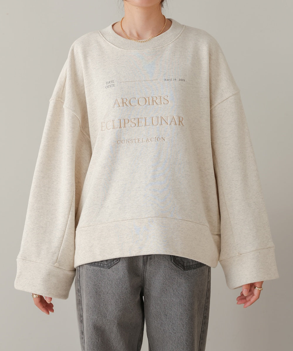 logo embroidery volume sweat tops