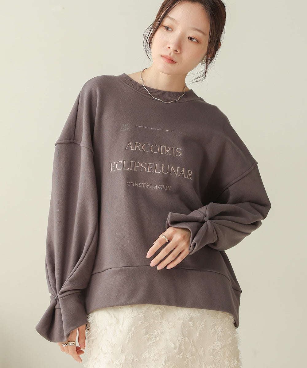 logo embroidery volume sweat tops