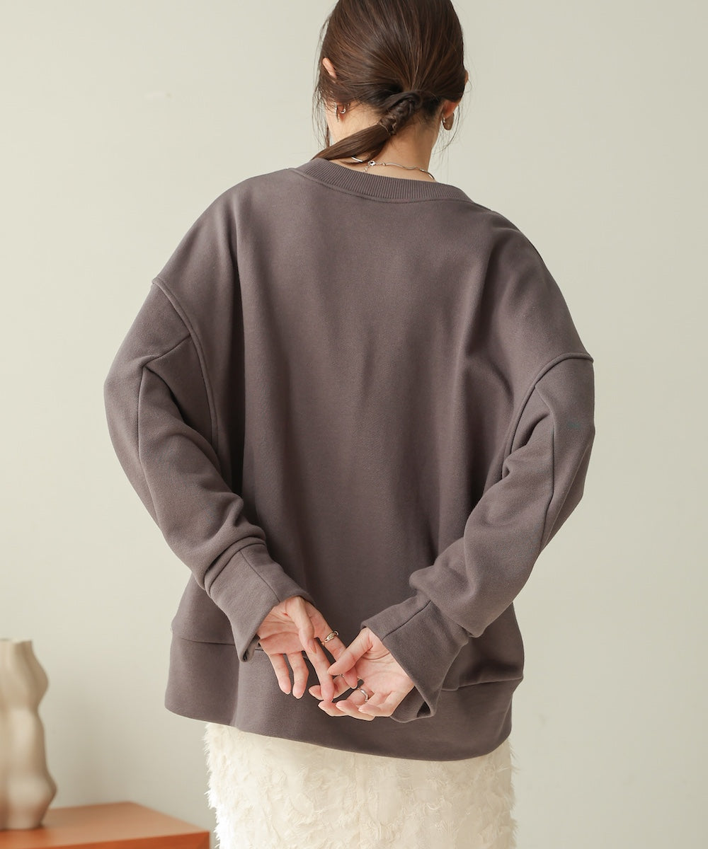 logo embroidery volume sweat tops