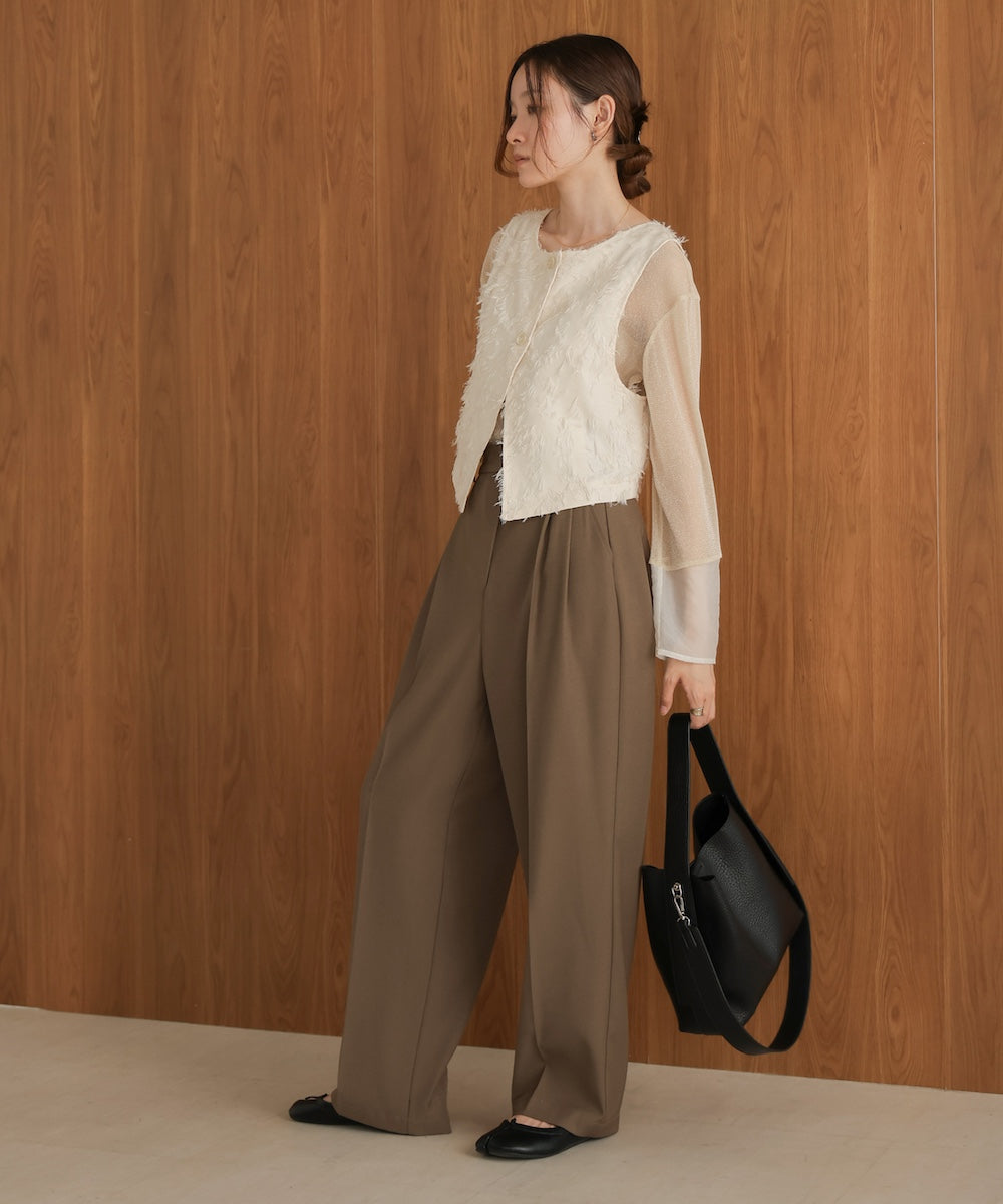 2way shaggy jacquard vest