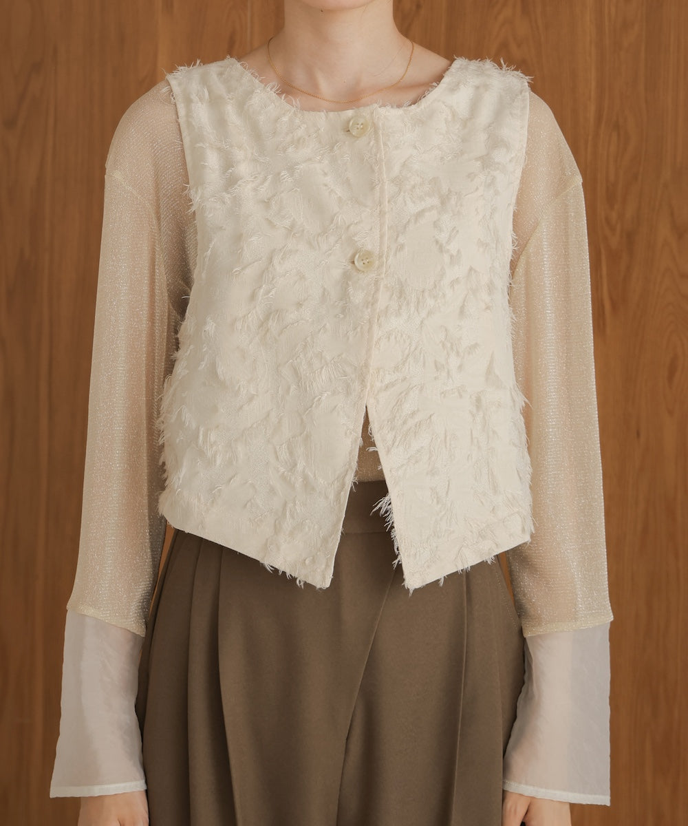 2way shaggy jacquard vest