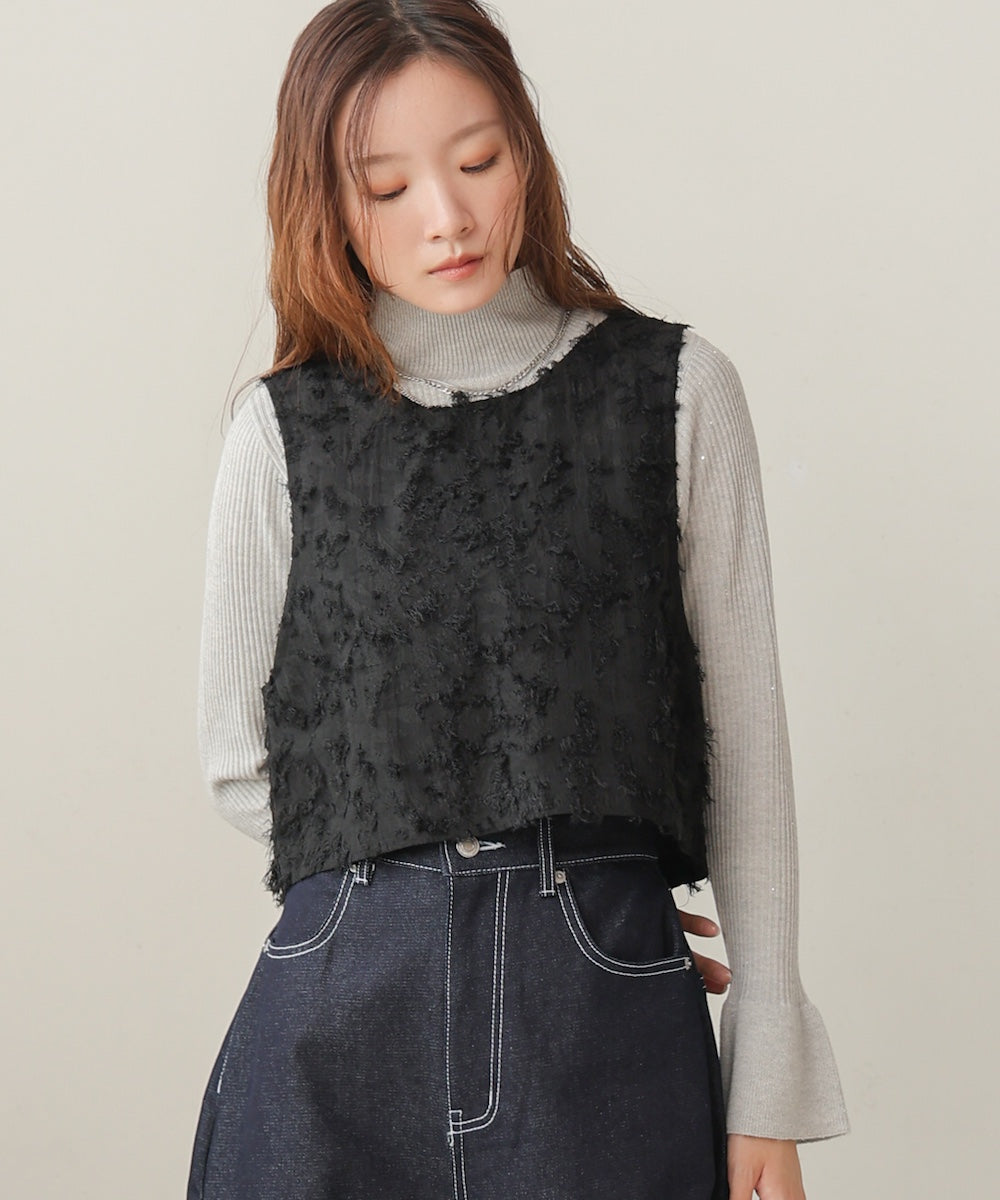 2way shaggy jacquard vest