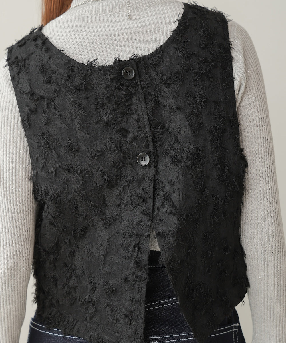 2way shaggy jacquard vest