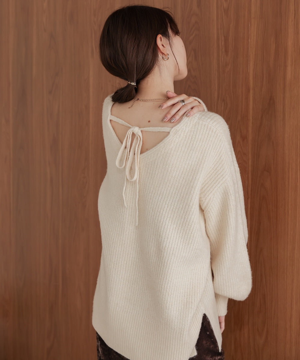 airy yarn back open knit