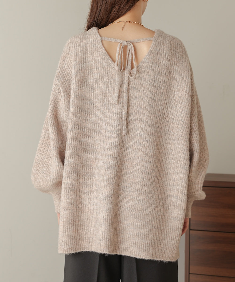 airy yarn back open knit