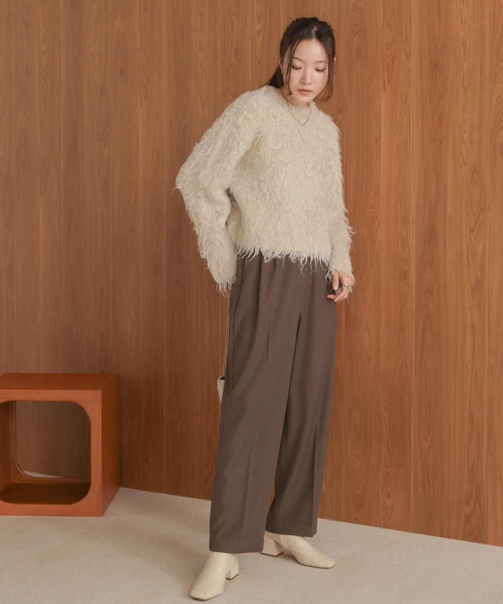 mix shaggy knit cardigan