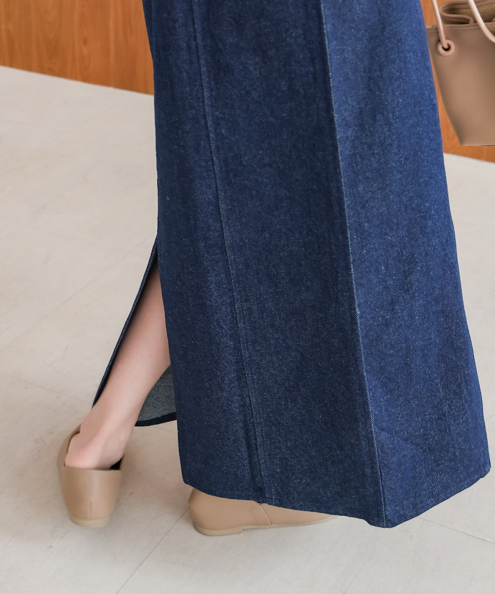 デニムギャザーキャミワンピース