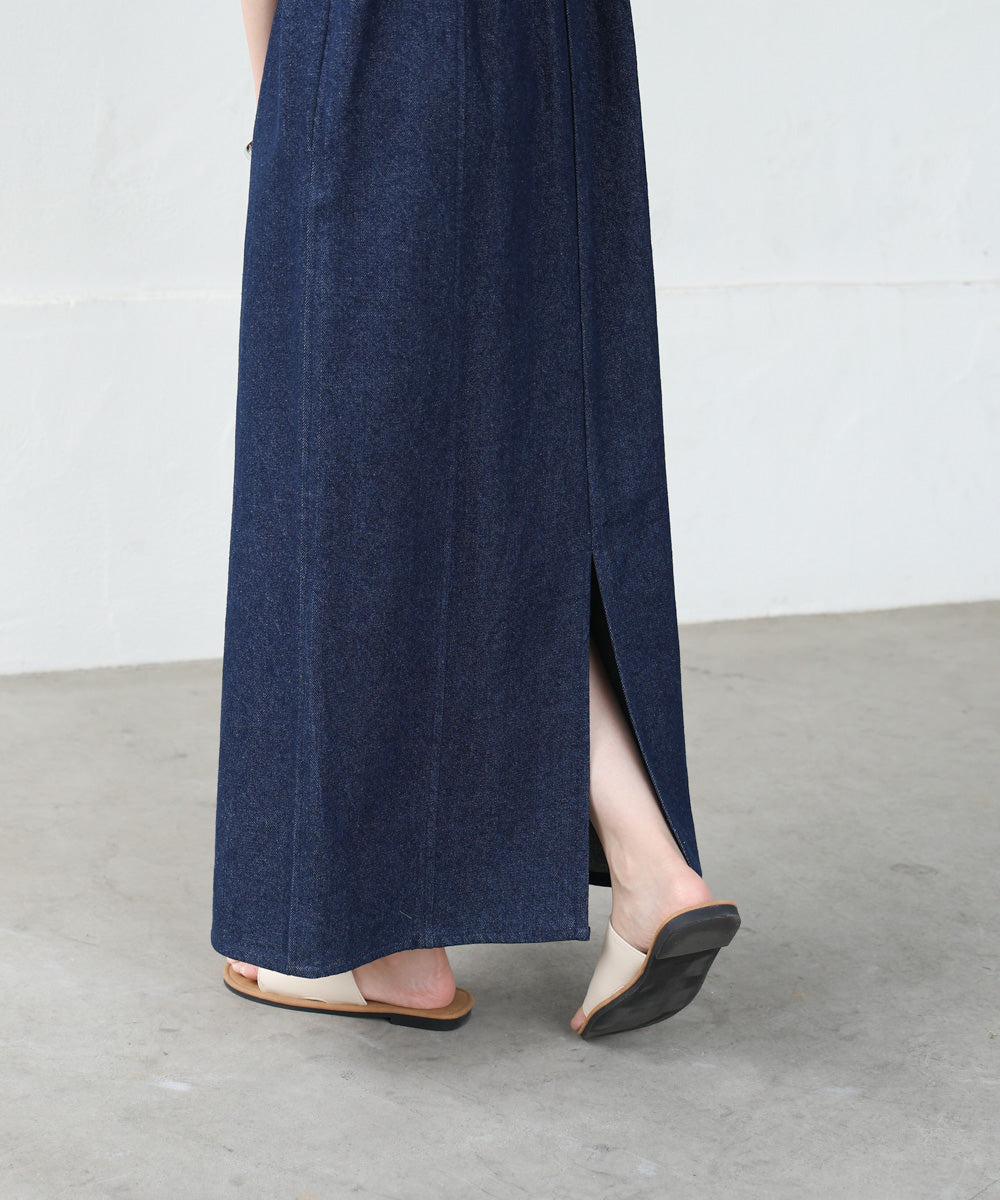 【S・Mサイズ展開】デニムギャザーキャミワンピース