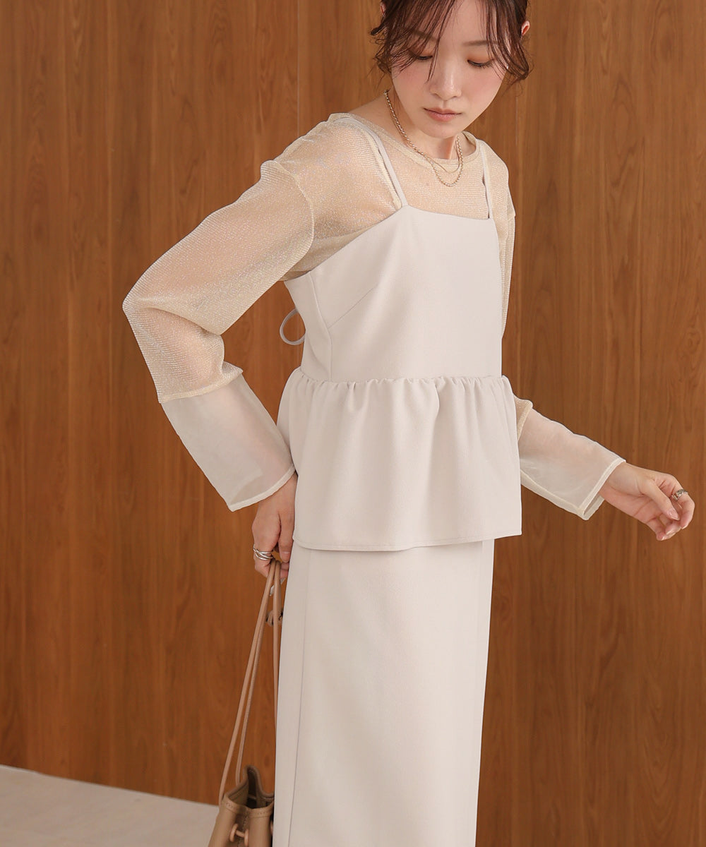 【S・Mサイズ展開】イージージョーゼットペプラムキャミワンピース