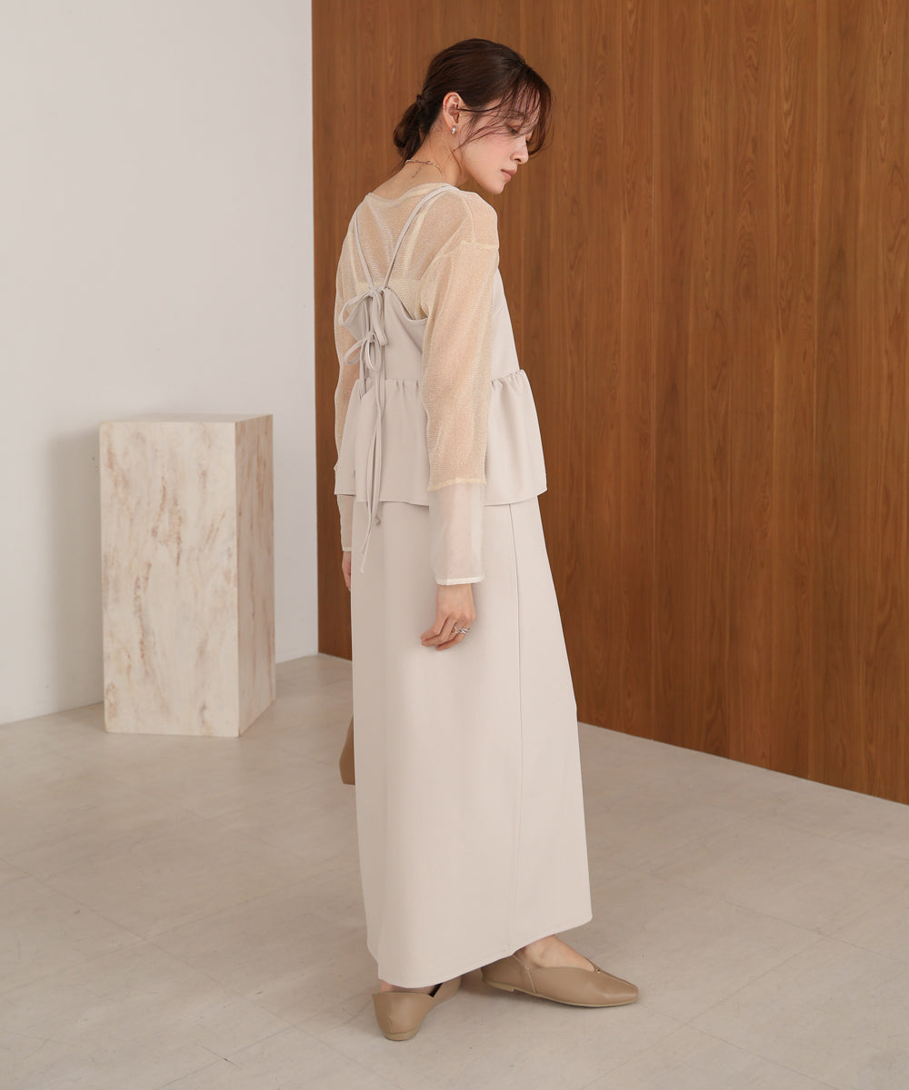 【S・Mサイズ展開】イージージョーゼットペプラムキャミワンピース