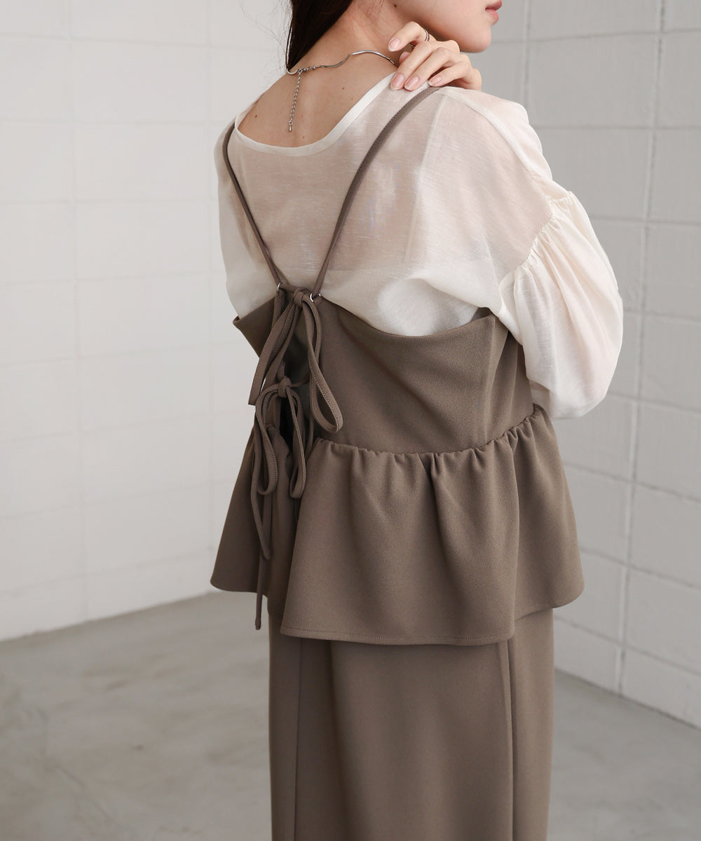 【S・Mサイズ展開】イージージョーゼットペプラムキャミワンピース