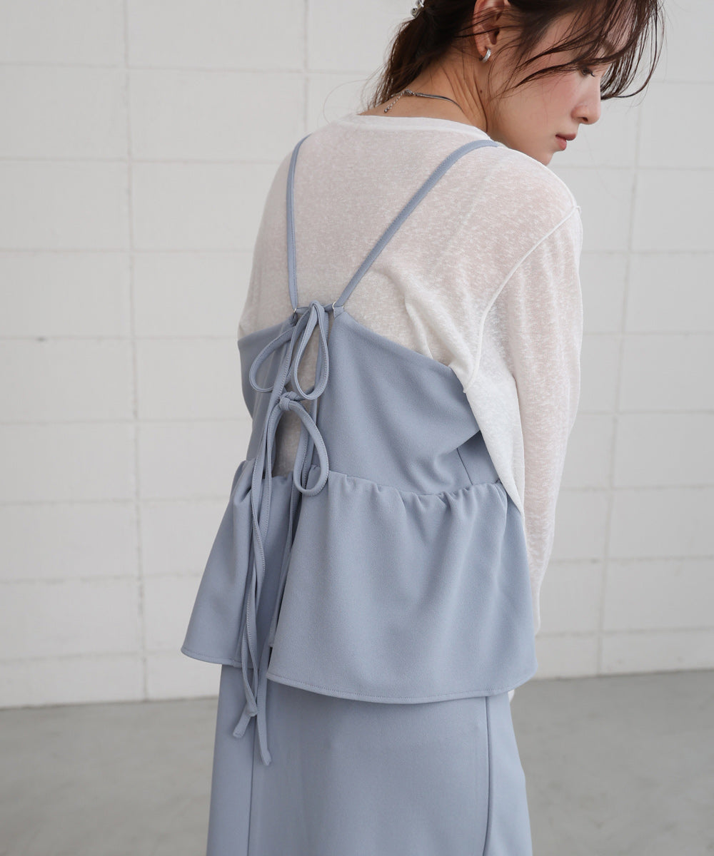 【S・Mサイズ展開】イージージョーゼットペプラムキャミワンピース