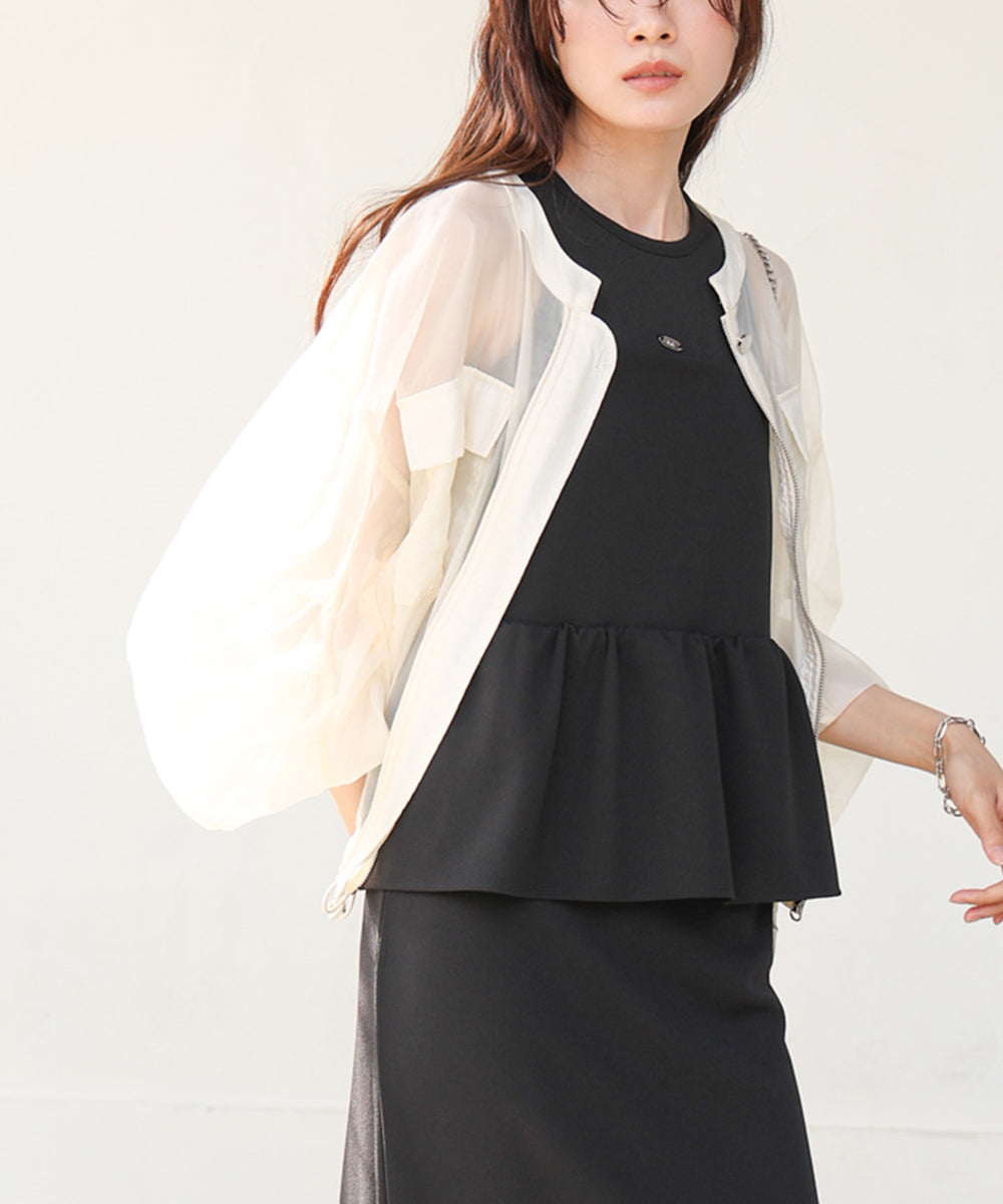 【S・Mサイズ展開】イージージョーゼットペプラムキャミワンピース