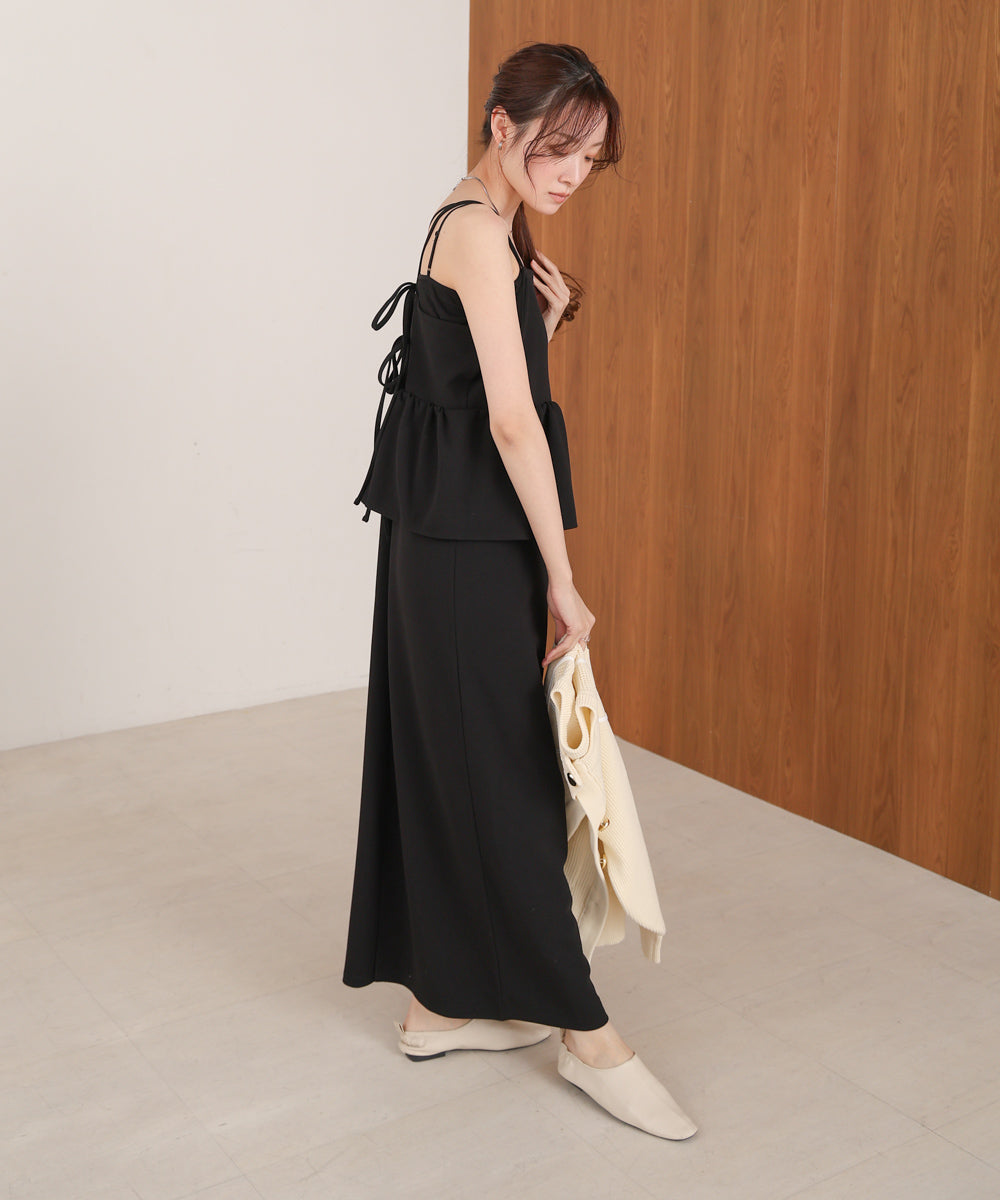 【S・Mサイズ展開】イージージョーゼットペプラムキャミワンピース