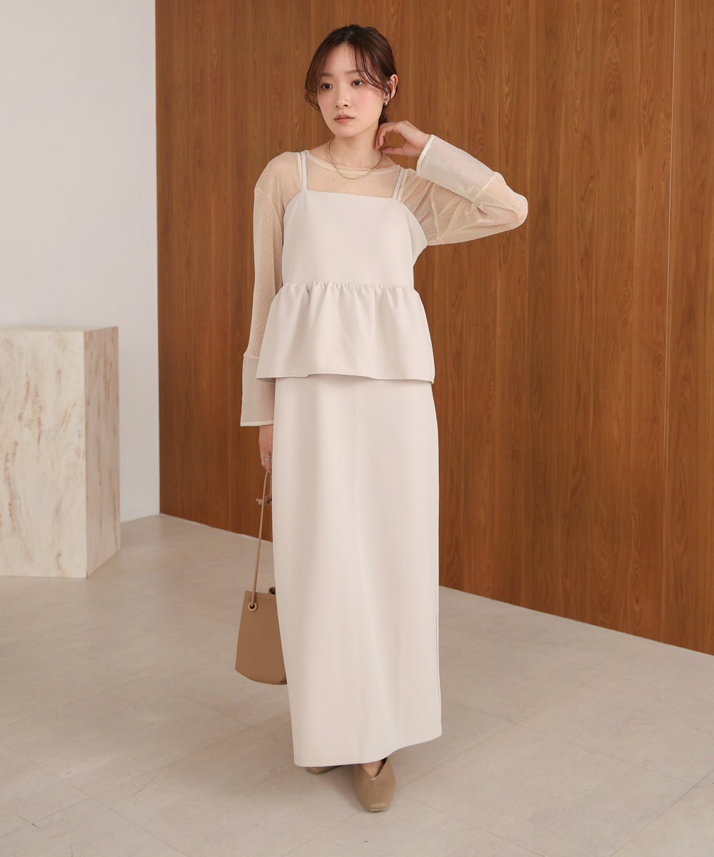 【S・Mサイズ展開】イージージョーゼットペプラムキャミワンピース