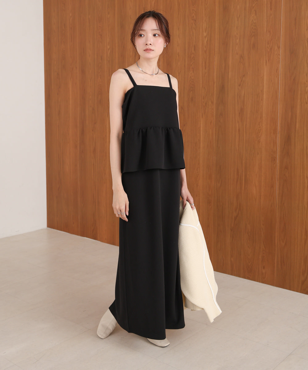 【S・Mサイズ展開】イージージョーゼットペプラムキャミワンピース