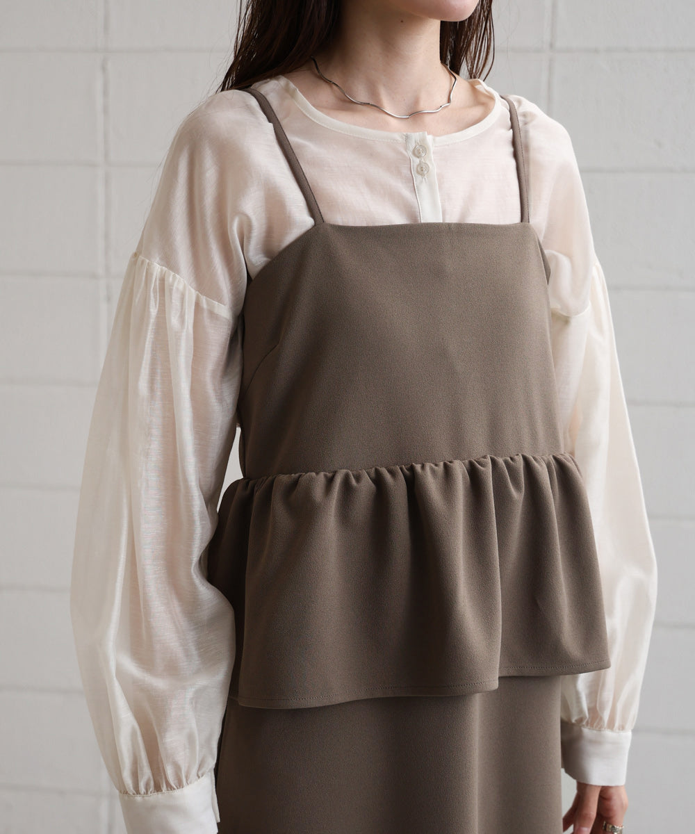 【S・Mサイズ展開】イージージョーゼットペプラムキャミワンピース