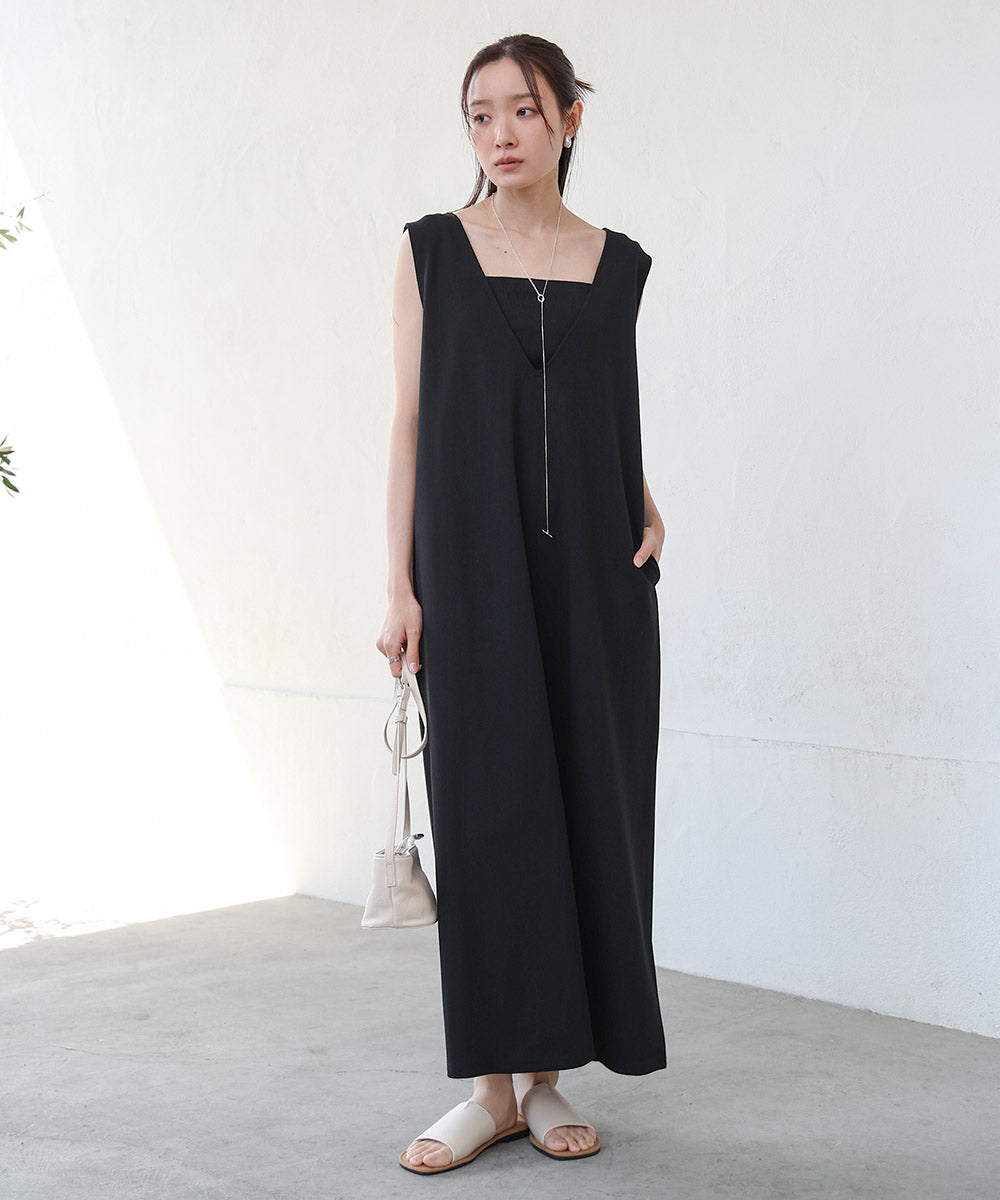 【低身長さん向けサイズあり】イージージョーゼット前後2WAYジャンパースカート