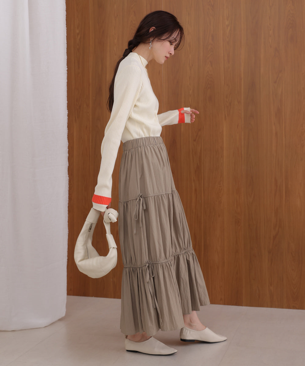 袖ラインベーシックリブニット