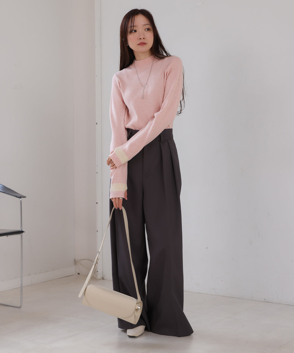 袖ラインベーシックリブニット