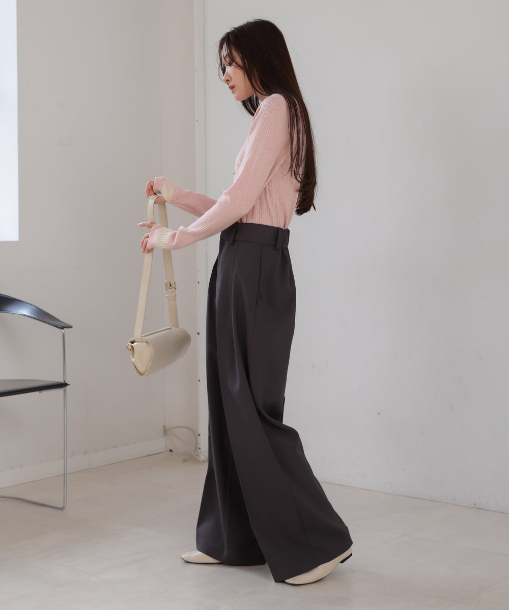 袖ラインベーシックリブニット