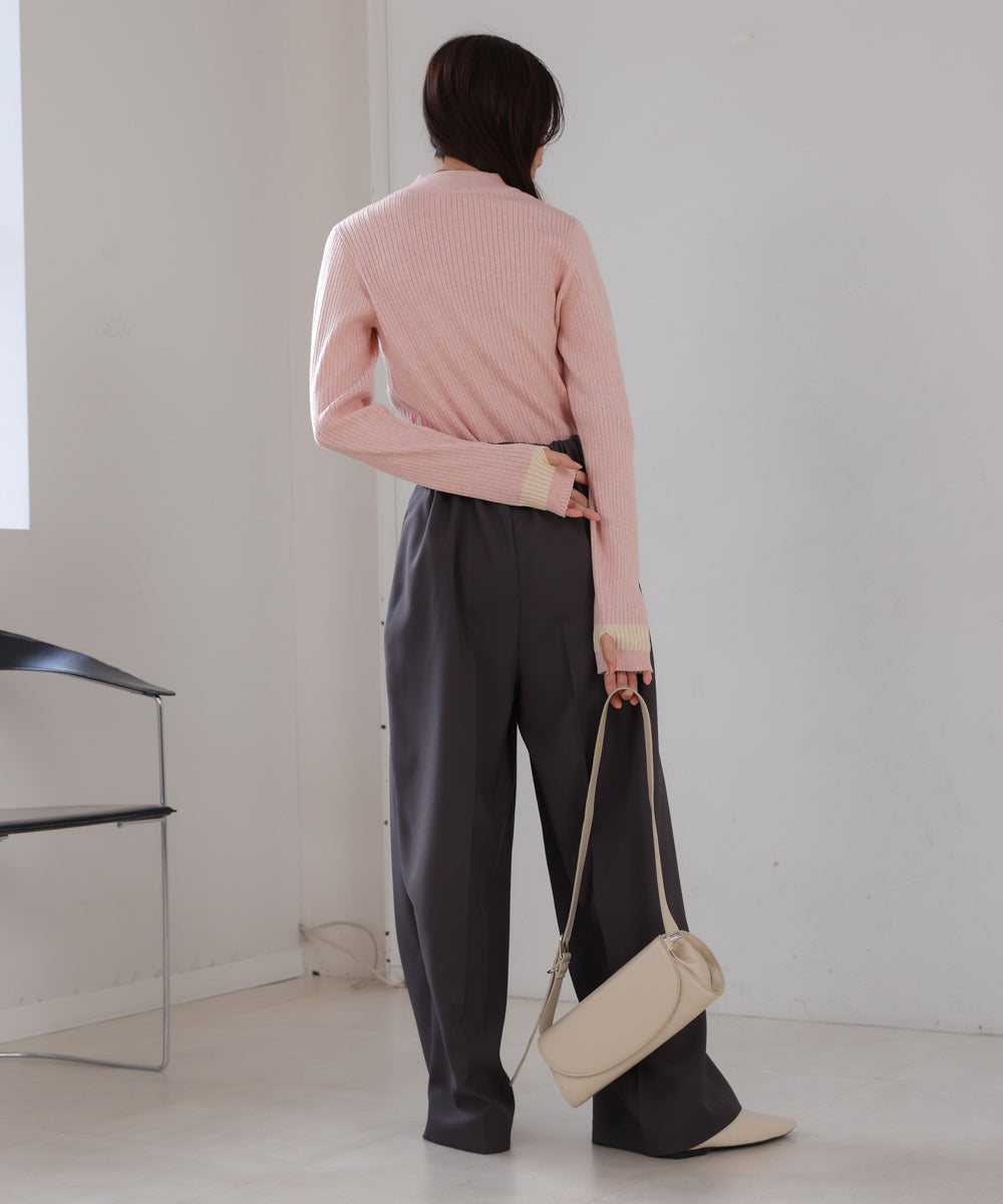 袖ラインベーシックリブニット