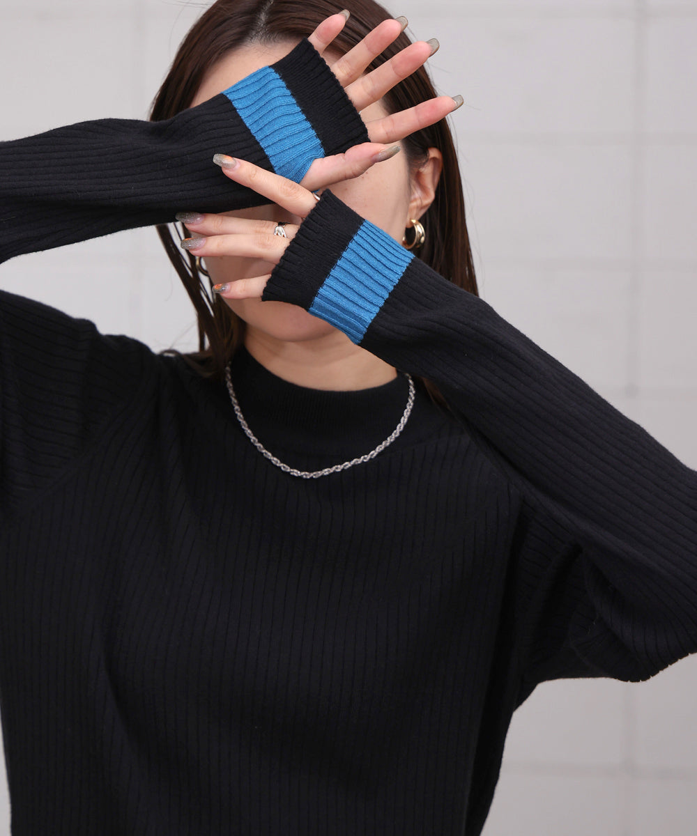 袖ラインベーシックリブニット