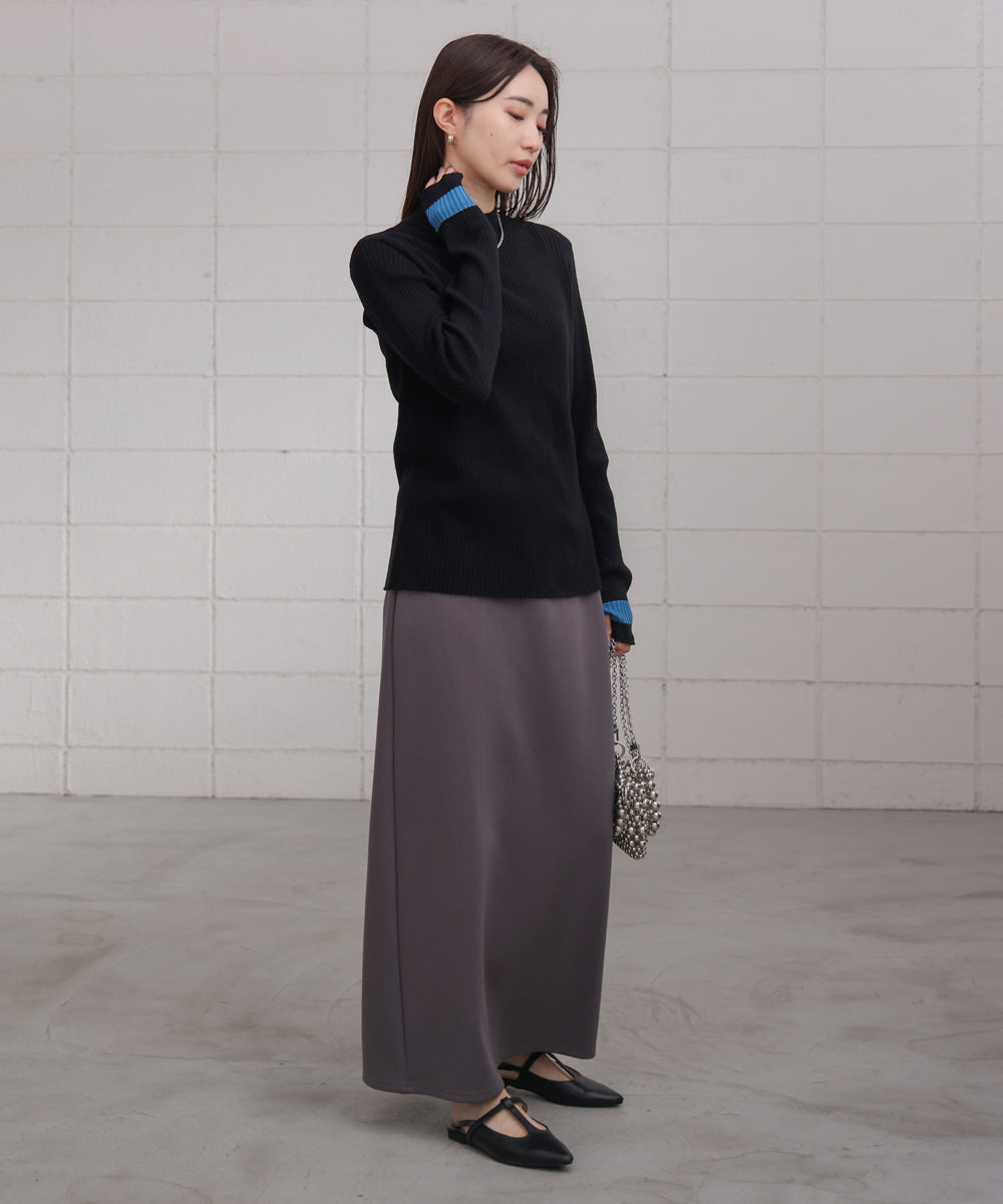 袖ラインベーシックリブニット