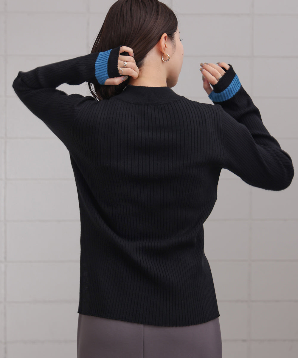袖ラインベーシックリブニット