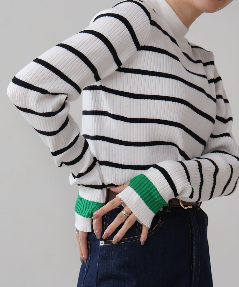 袖ラインベーシックリブニット
