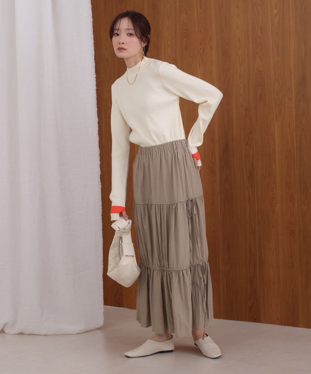 袖ラインベーシックリブニット