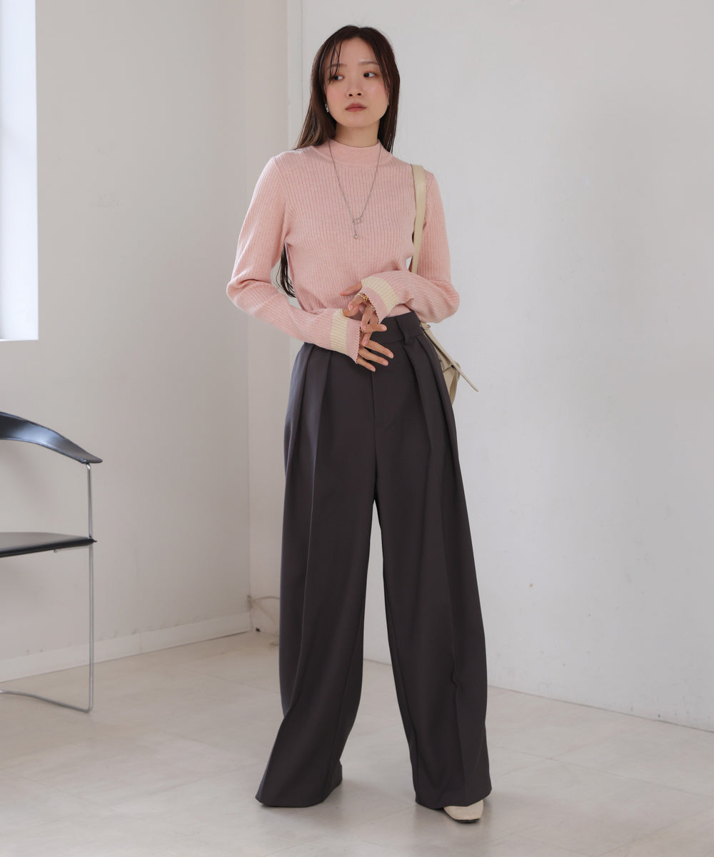 袖ラインベーシックリブニット