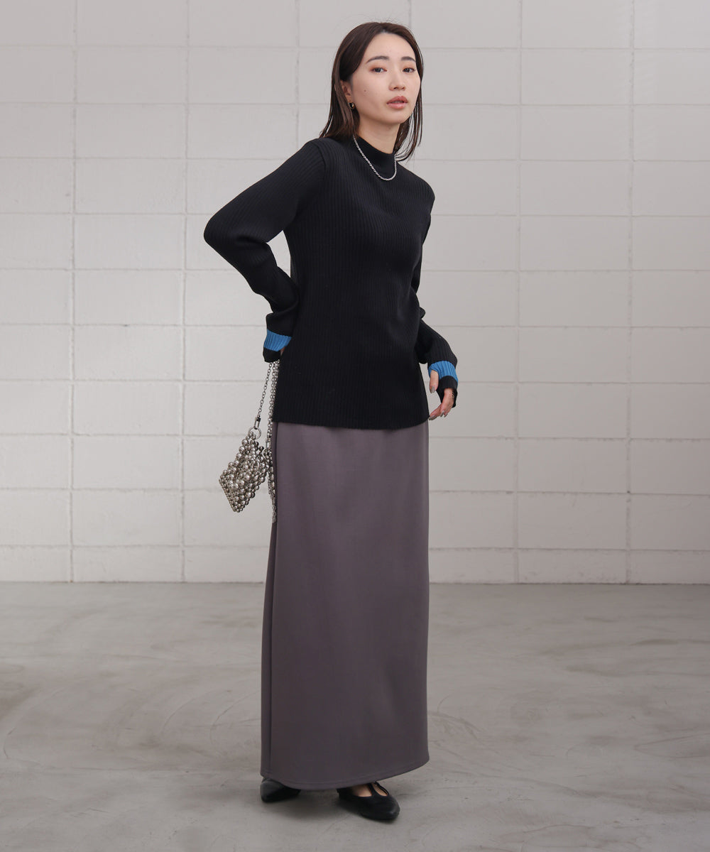 袖ラインベーシックリブニット