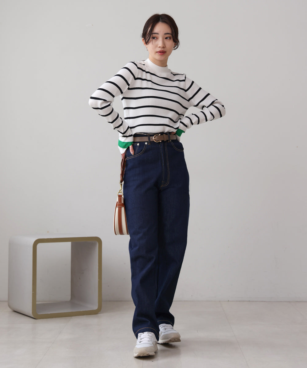 袖ラインベーシックリブニット