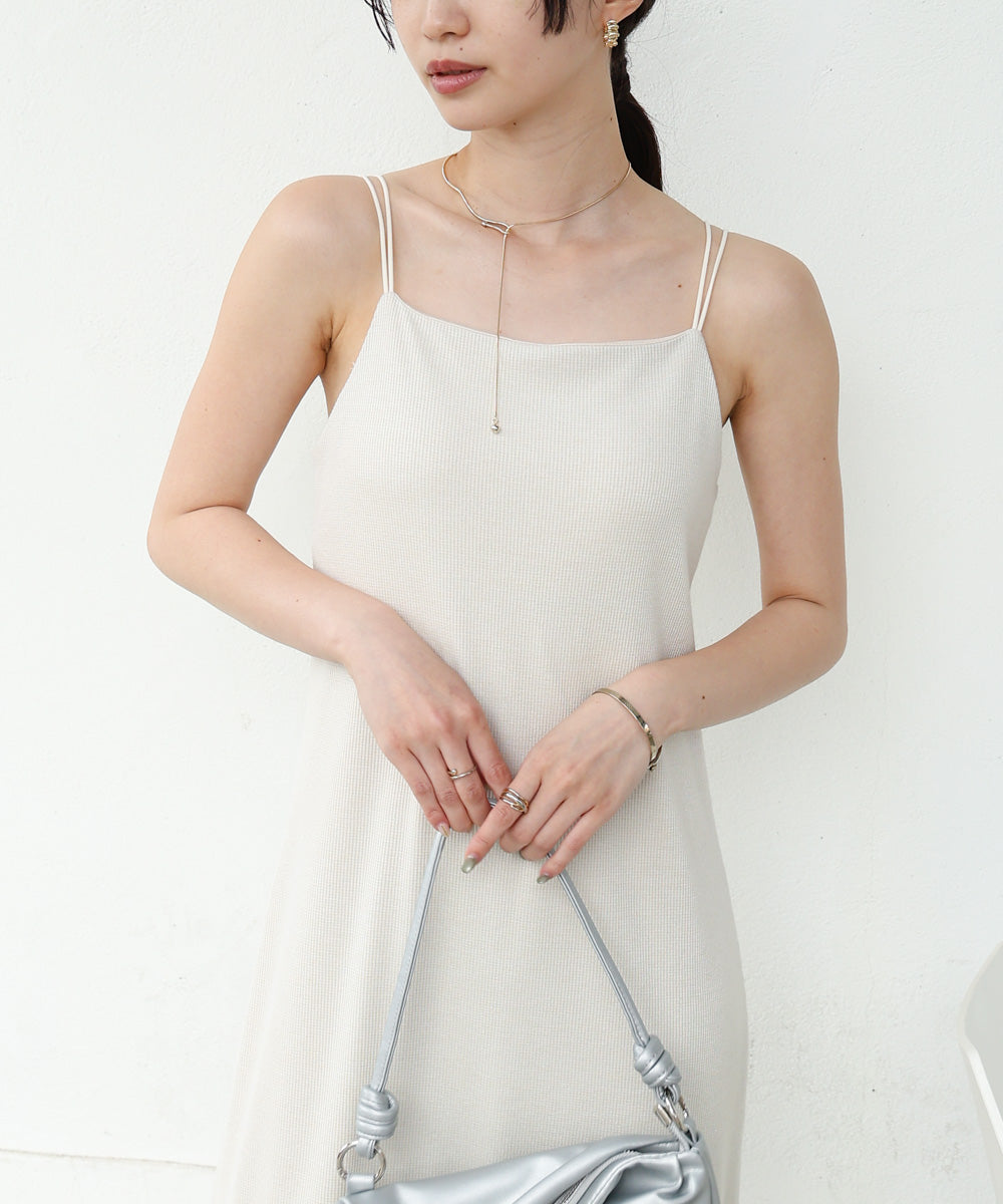 【低身長さん向けサイズあり】ラメカットソーカップ付きキャミワンピース