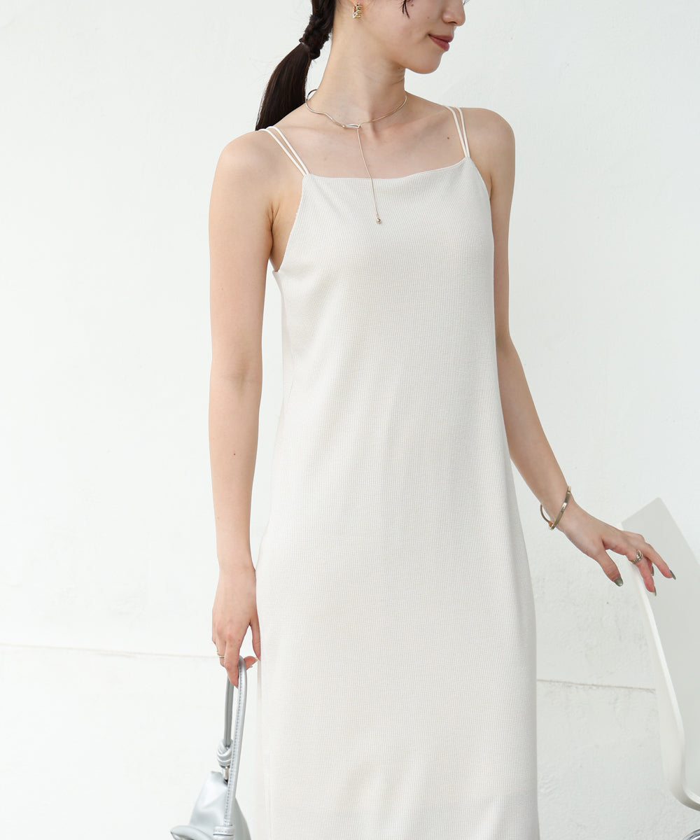 【低身長さん向けサイズあり】ラメカットソーカップ付きキャミワンピース