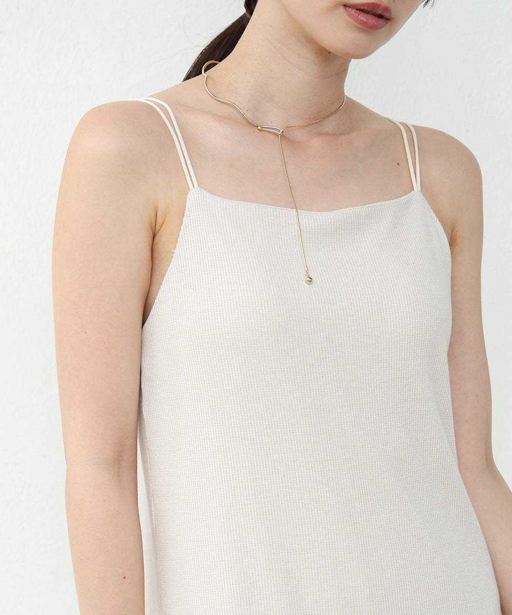 【低身長さん向けサイズあり】ラメカットソーカップ付きキャミワンピース