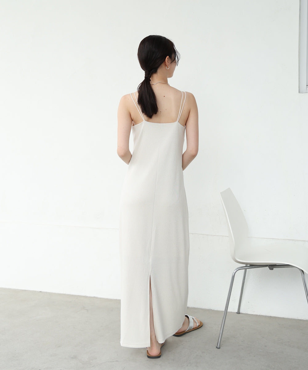 【低身長さん向けサイズあり】ラメカットソーカップ付きキャミワンピース