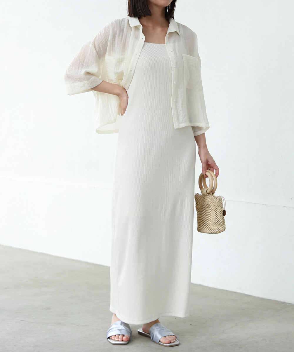 【低身長さん向けサイズあり】ラメカットソーカップ付きキャミワンピース