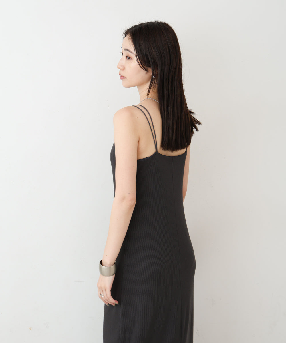 【低身長さん向けサイズあり】ラメカットソーカップ付きキャミワンピース