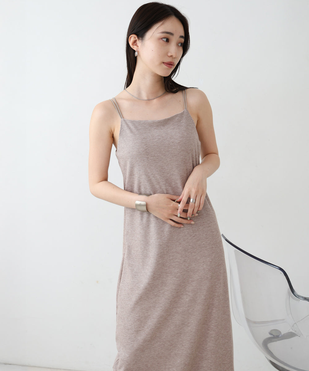 【低身長さん向けサイズあり】ラメカットソーカップ付きキャミワンピース