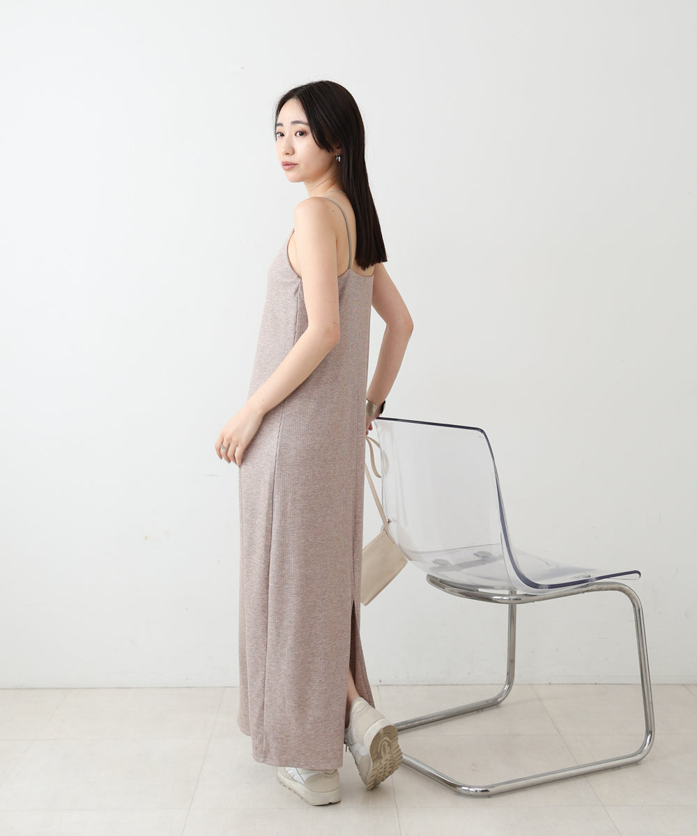 【低身長さん向けサイズあり】ラメカットソーカップ付きキャミワンピース