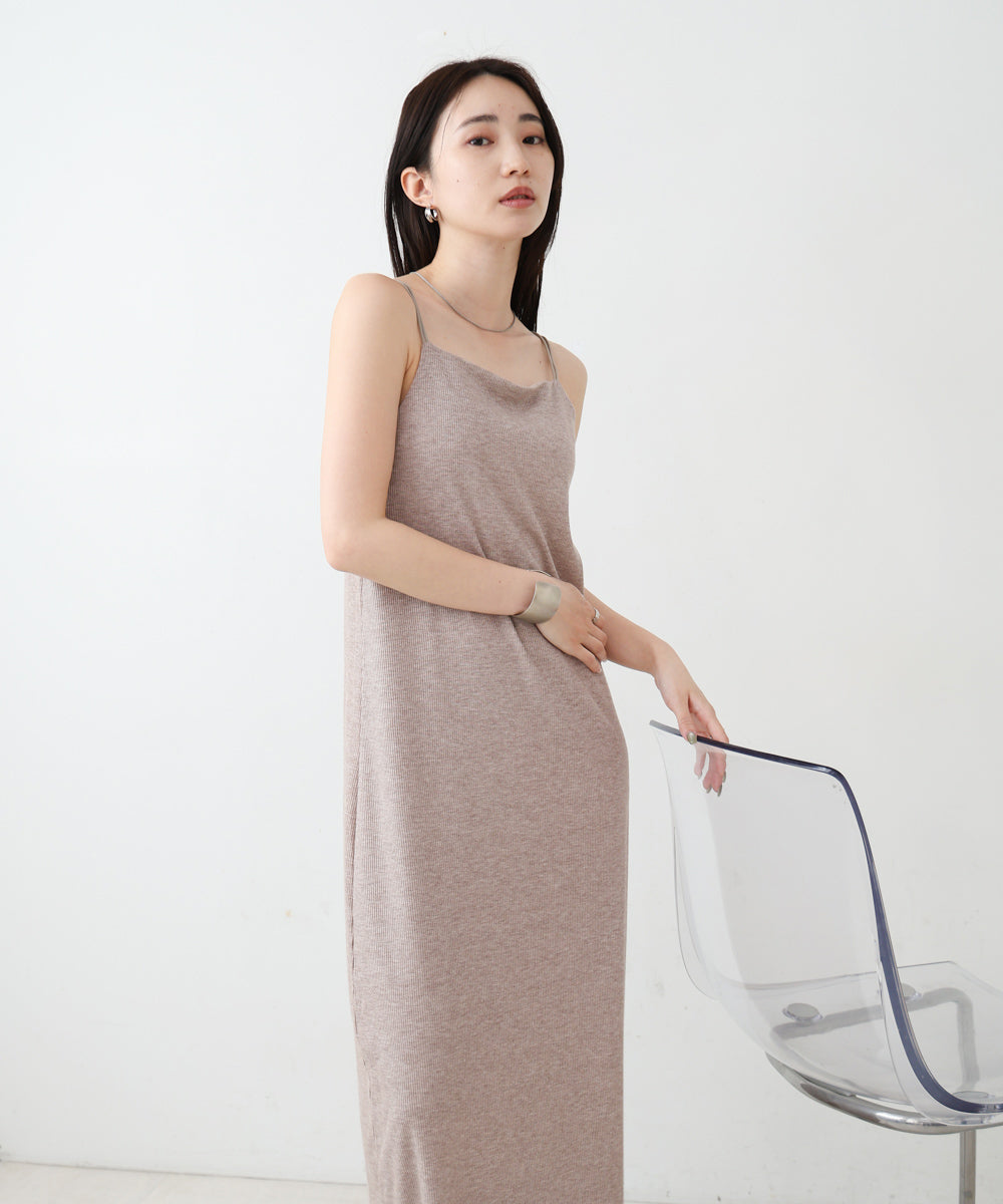 【低身長さん向けサイズあり】ラメカットソーカップ付きキャミワンピース