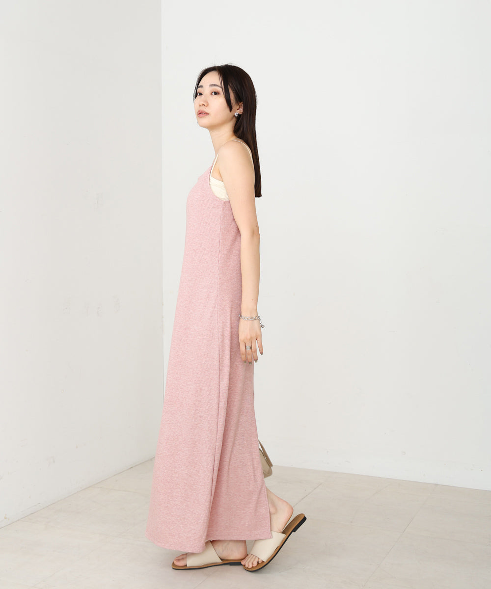 【低身長さん向けサイズあり】ラメカットソーカップ付きキャミワンピース