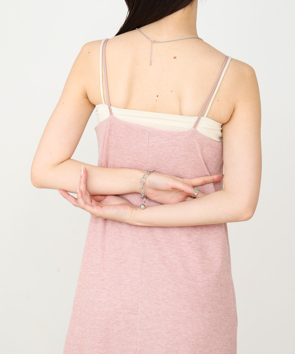 【低身長さん向けサイズあり】ラメカットソーカップ付きキャミワンピース