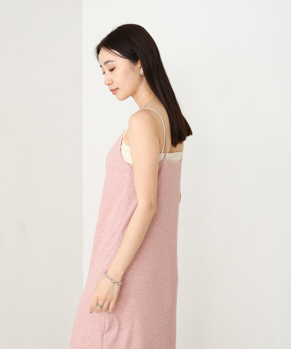 【低身長さん向けサイズあり】ラメカットソーカップ付きキャミワンピース