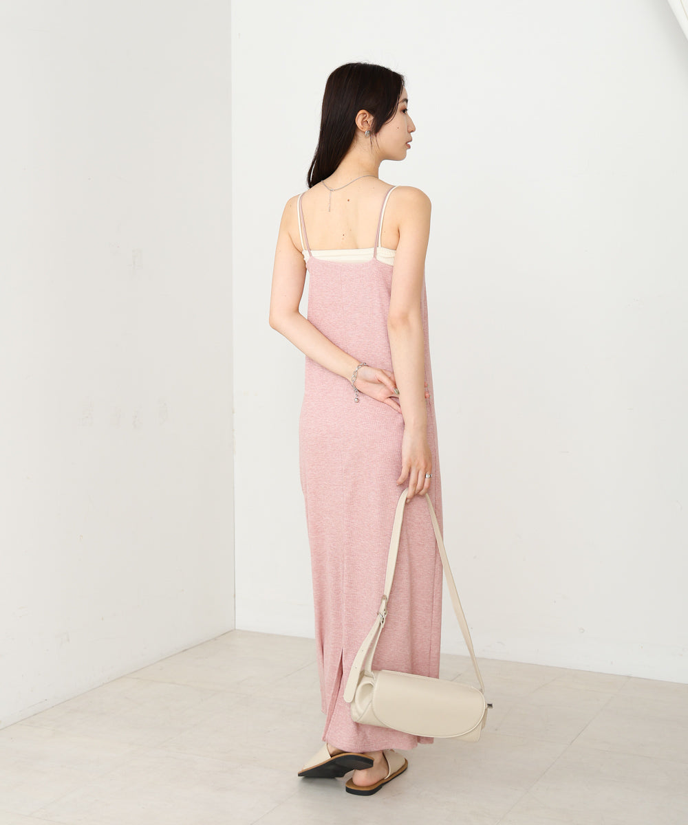 【低身長さん向けサイズあり】ラメカットソーカップ付きキャミワンピース