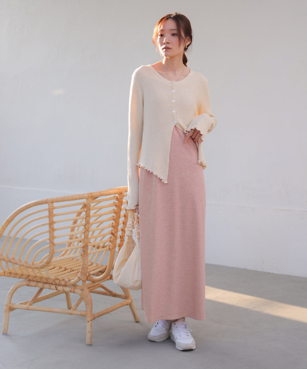 【低身長さん向けサイズあり】ラメカットソーカップ付きキャミワンピース